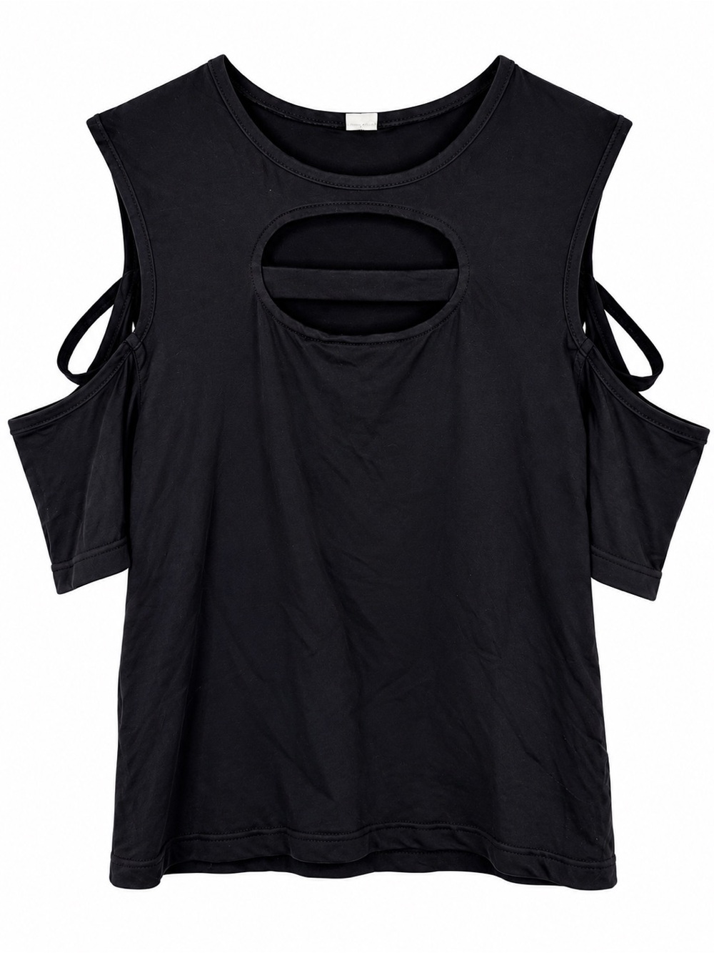 Fabletics XL Black Cold Shoulder Built In Bra Cutout Workout Tank Top